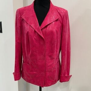 Carlisle SPRING COLLECTION Shimmer Pink Leather Jacket Reptile Print Size 8
